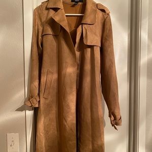 Suede trench coat